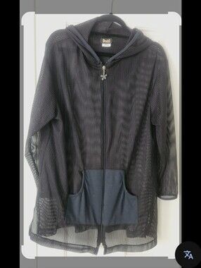 Dotti Black Mesh Hooded Zip Jacket